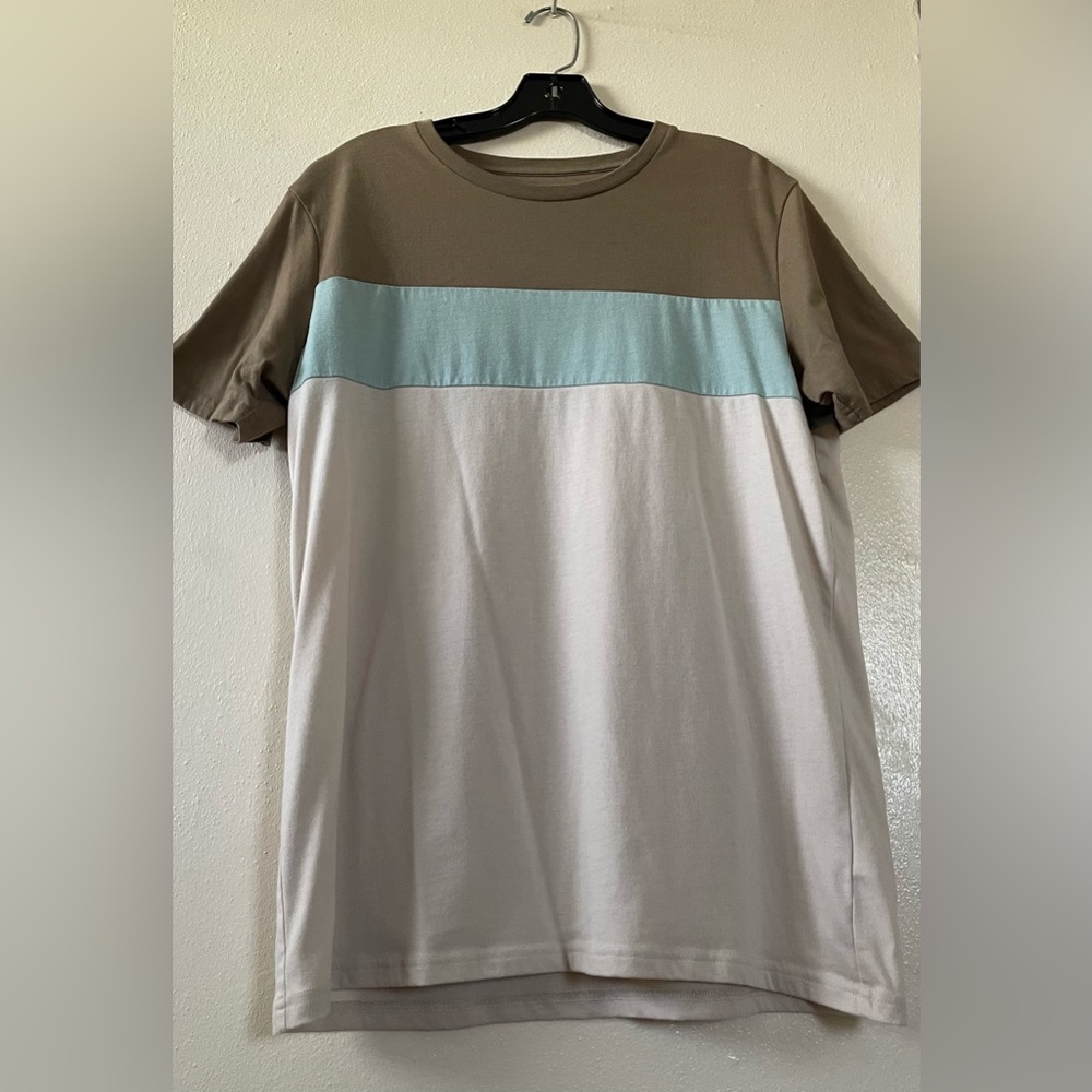 Free Planet Men's Tri-Tone Tee - Brown, Blue, and Cream